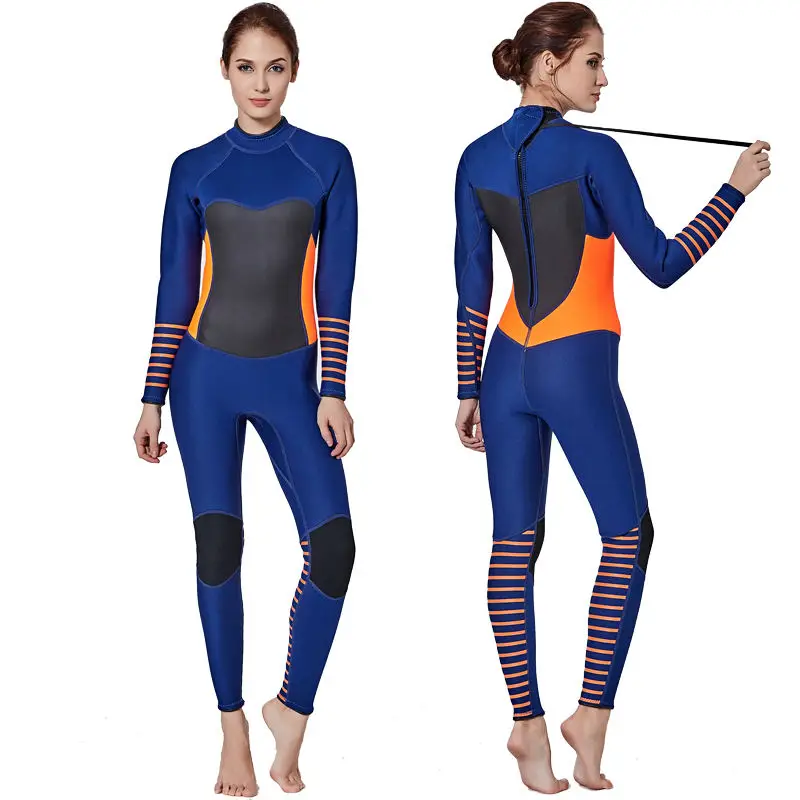 Factory Price Women's 3MM Neoprene Wetsuit Back Zipper Diving Suit Full Body Long Sleeve Diving Surfing Steamer Wetsuit
