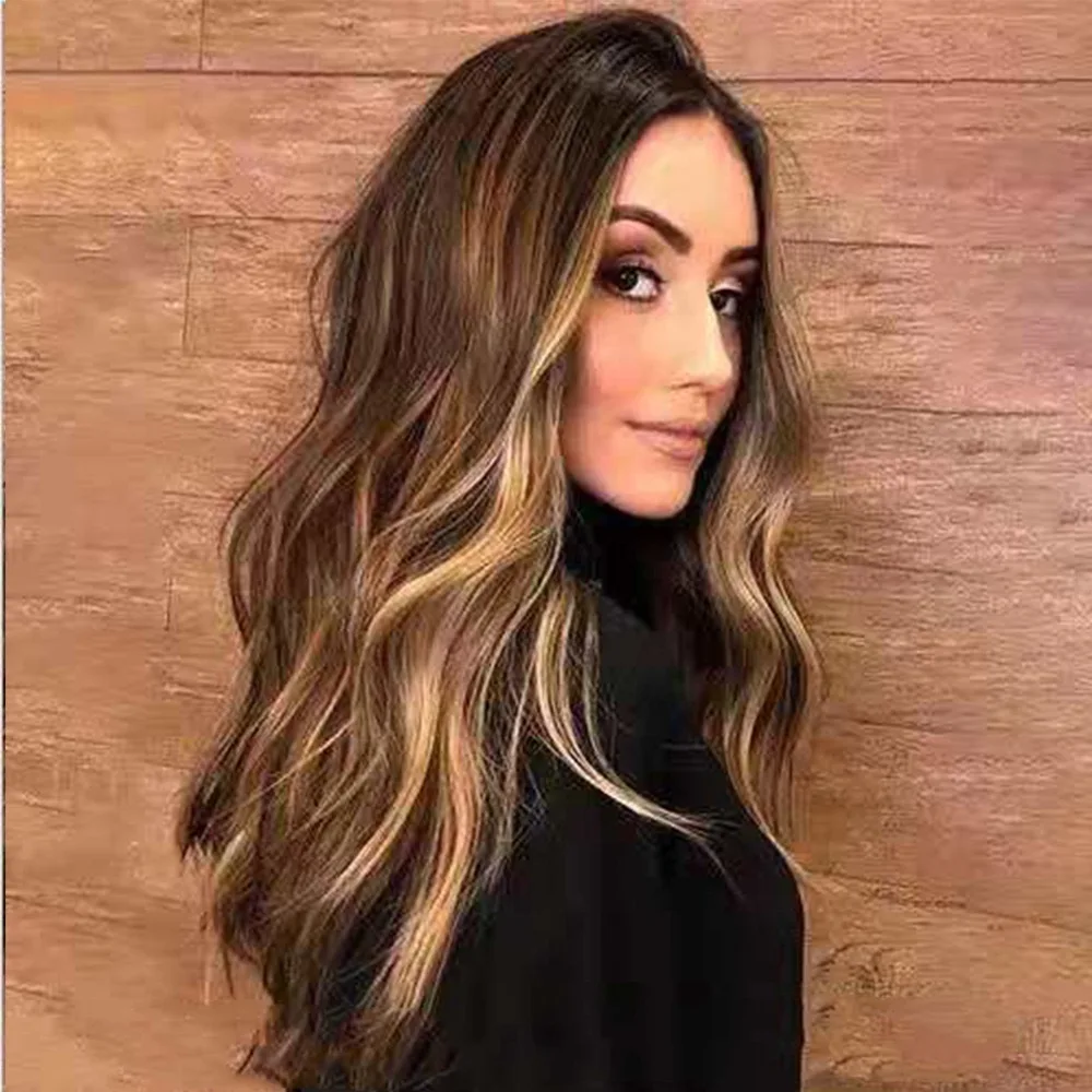 人工毛ミディアムロングヘアピースレースフロントウィッグカスタマイズグラデーションブラウンウィッグ繊維人毛ウィッグベンダー Buy かつら黒人女性の人間の髪 安いレース人毛かつらの毛合成かつら 簡単三つかぎ針事前ストレッチez編組毛延長アフリカの女性のため