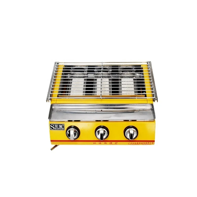 Outdoor garden 3 burner smokeless barbecue machine indoor family party gas bbq grill or gas roaster