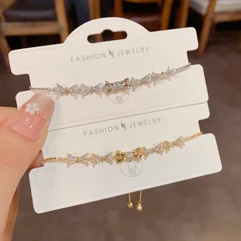 Niche Exquisite Fashion Wild Full of Diamonds Bow Bracelet Pull-out Temperament Light Luxury Design Sense of Hand Jewelry