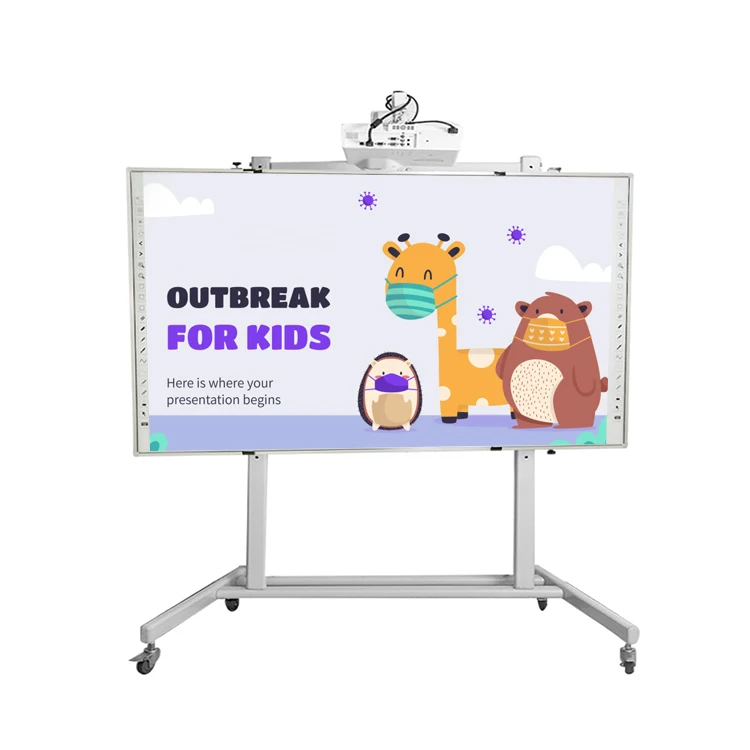Educational Equipment 82 86 96 106 Inch Support Finger Touch Screen Smart Board Interactive Whiteboard with a Projector