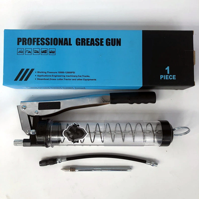 Lubrication Vehicles Tools 900cc Transparent Manual Grease Gun 12000psi