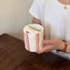 Red pink stripe 300ml mug