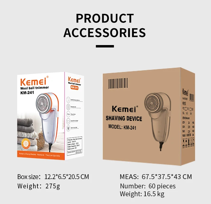 Wool Ball Tnimmer Epilator Easy To Carry And Clean Kemei Km241 Three