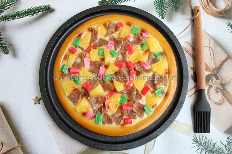Hot Sale Cast Iron Round Sizzling Plate With Wooden Base Made in China