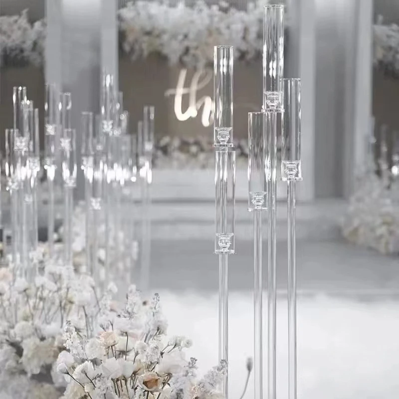 2 supporti per fiori da 100 cm, in acrilico trasparente, per matrimoni, decorazione della casa, hotel, feste