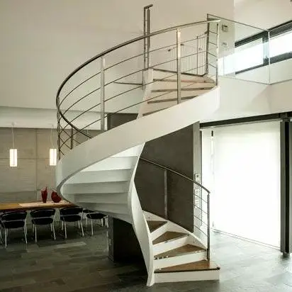 DB Modern Spiral Stairs Apartment Popular Design with Solid Wood Tread and Stainless Steel Balustrade for America