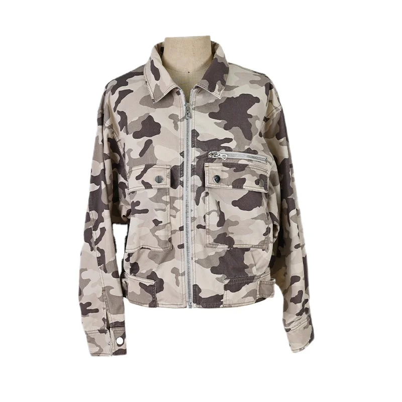 girl 100% cotton long sleeves coat kids camouflage jacket