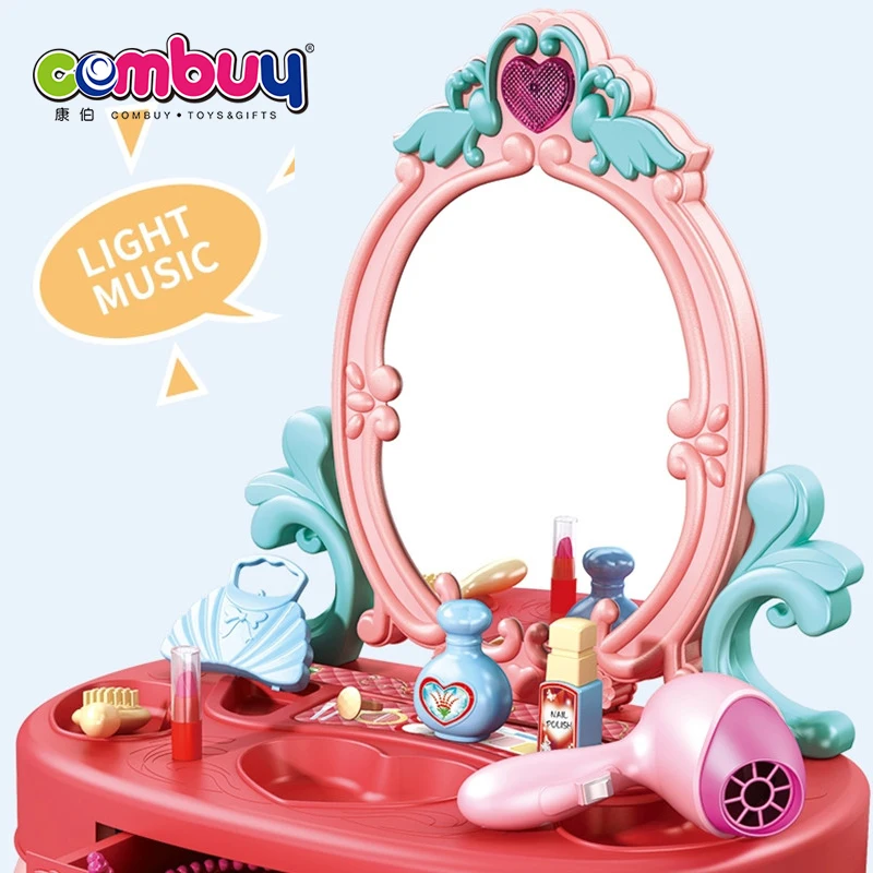 Simulation Mirror Dressing Table Kids Make up Toy Set With Lights Music