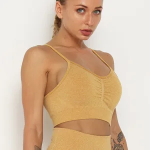 High Quality Gym Seamless Workout Running Sport Activewear Fitness Wrap Ribbed Top Women Yoga