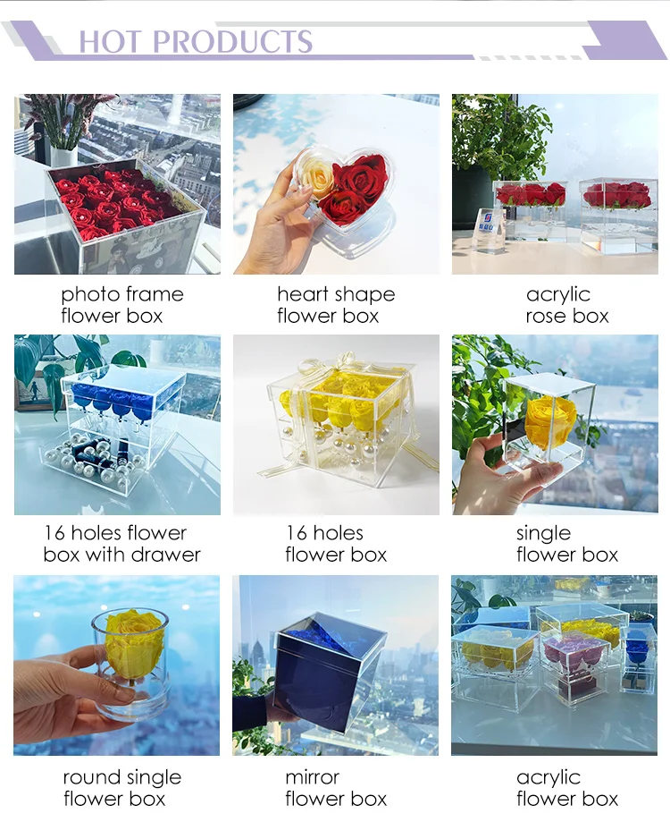 Clear Acrylic Clear 9 Holes Rose Flower Box Water Holder Flower Pot