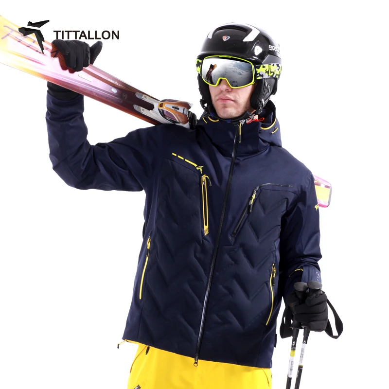 skiing in a down jacket