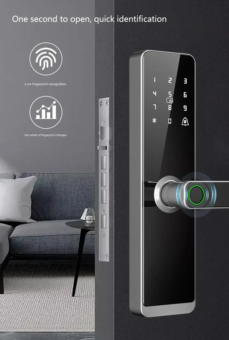 Glomarket Wholesale Factory Price Intelligent Fingerprint Handle Lock Keyless Digital Hotel Tuya App Smart Digital Door Lock