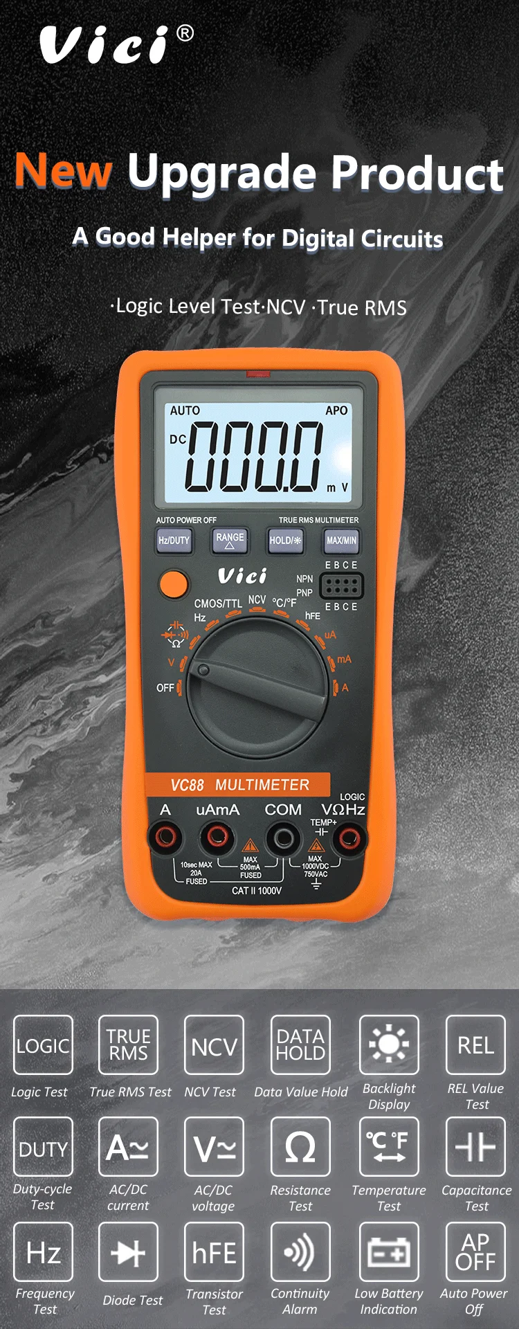 Multimètre VC88 pour mesure et contrôle tension, courant, etc