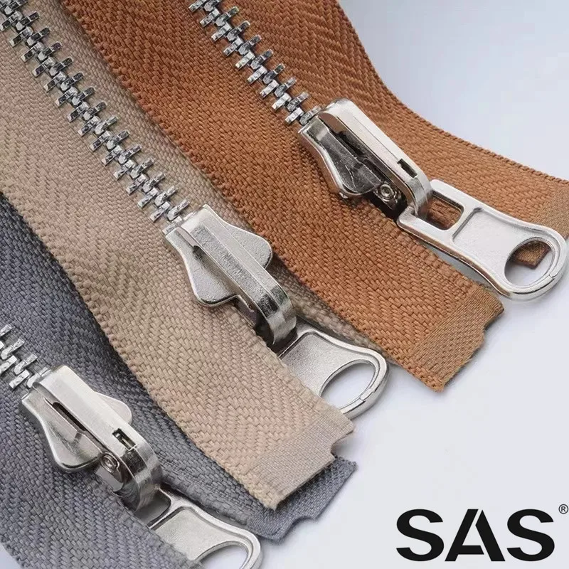 SAS Auto Lock Slider Zipper Different Color 15-80cm Metal Zippers for Bags Jackets Open-End Double Side Zipper