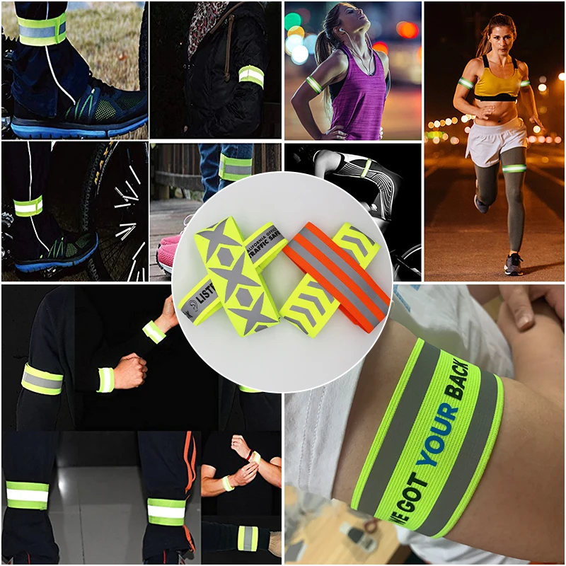 Reflective Bands Reflector Running Gear Adjustable Reflective Armband Arm Wrist Ankle Leg Band