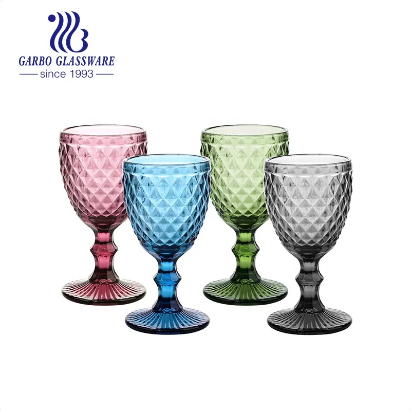 New H Pattern Glass Goblet with Solid Color Wine Glass Cup Food Grade Safe Glass Water Cup Engraved Luxury glassware