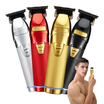 Professional cheap price cordless rechargeable Gold Barbershop Men Electric Carving Haircut Machine hair clipper