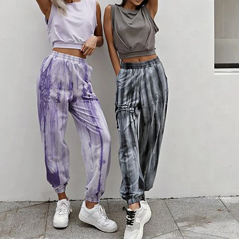 2024 Custom Tie Dye Harem Cargo Jogger Pants for Women