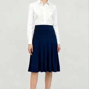 Women's Breathable Silk A-Line Pleated Office Midi Skirt Long Summer Skirt Plain Dyed