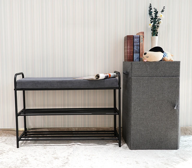 Customized Velvet Metal Steel Cheap Shoe Racks Bench Storage Organizer Holder Rack at Doorway Entrance