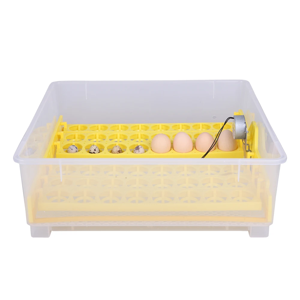 48-Egg Practical Peep Hole Fully Automatic Poultry Incubator Set US Plug Yellow 