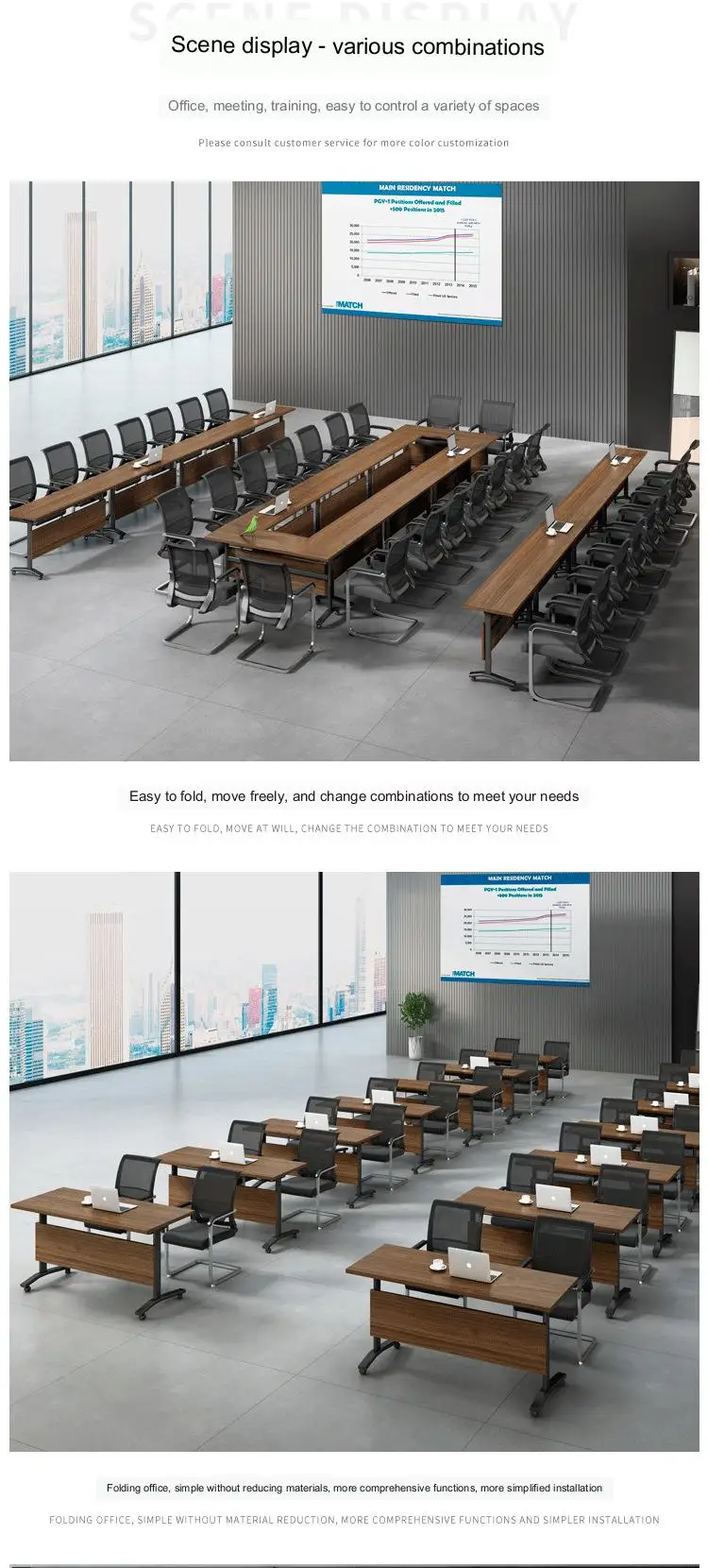 Modern Folding Portable Rectangular Office Desk Foldable School ...