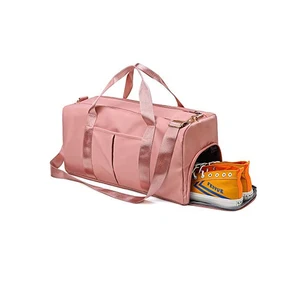 Waterproof Gym Women Pink Shoe Compartment Sports Bag Duffle