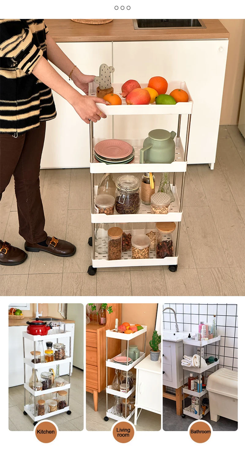 PP Plastic Multilayer Save Space Crack Shelf Bathroom Gap Holder Removable Rack Kitchen Narrow Storage Racks Kitchen Organizer
