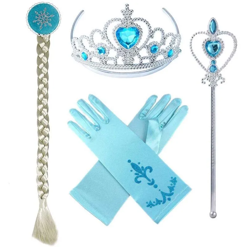 Birthday Princess Elsa Dress-Up Set for Kids with Crown, Wand, Gloves and Jewelry