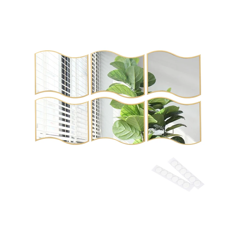 Modern Wavy Shape DIY Self-Adhesive Glass Mirror Wall Art Sticker Decorative for Living Room
