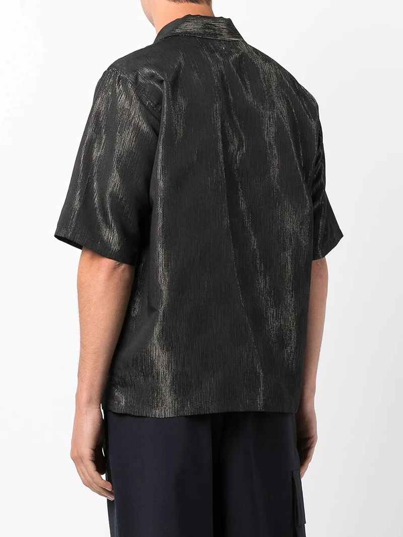 Latest Design Summer Old School Short Sleeve Silk Fabric Pockets Casual Shirts for Men gallery 3