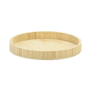 FSC&BSCI Round Serving Wooden Tray with Handles for Serving Beverages & Food on Bar Living Room Home Dining Table