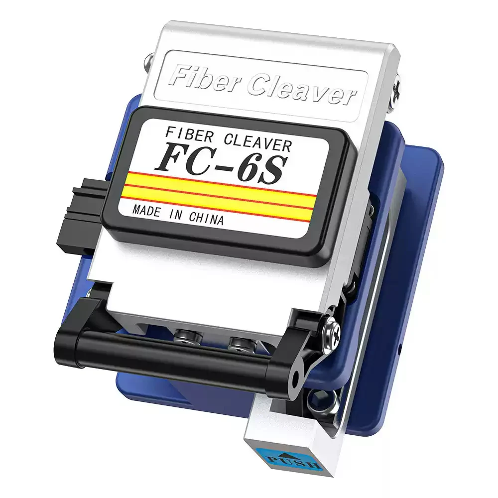 அதிக துல்லிய ஃபைபர் கிளீவர் CLV100E, தானியங்கி மீட்டமைப்பு FTTH குளிர் ஸ்ப்லைஸிங் கேபிள் கட்டர், நேரான ஸ்லைடிங் ரெயிலுடன்