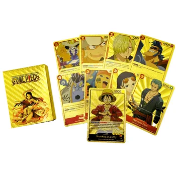 55pcs/1box One Pieced Gold Foil Plastic Card Luffy Trading Game Playing Collection Cards Gift Kid Toys