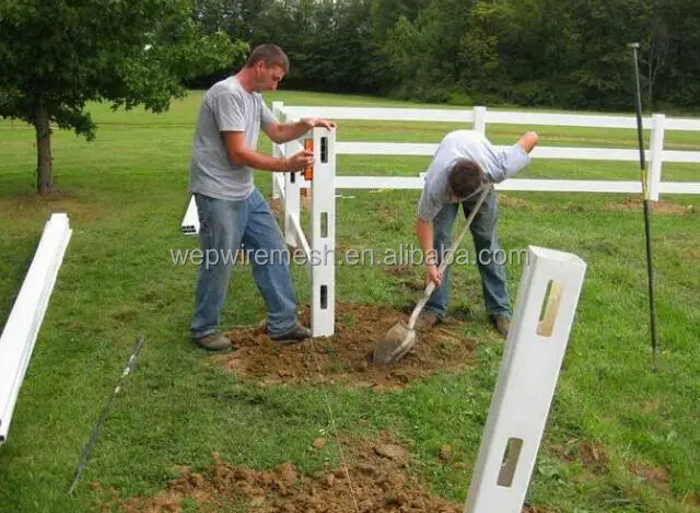 3 Rail PVC Horse Rail Fence Plastic Panels White Vinyl Post and Rail Fencing