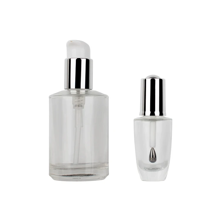 Flacon vide de luxe en verre pour huile, sérum visage, emballage flacon pompe en verre, récipient cosmétique avec pipette compte-gouttes