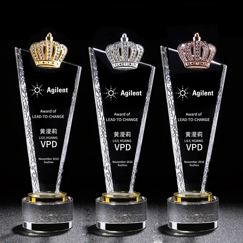 Hot selling Metal Blank Trophy Crystal Crown Trophy Awards