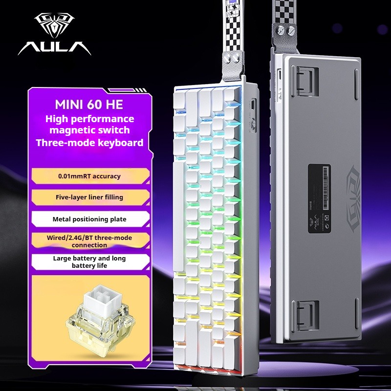 AULA MINI60 HE ワイヤレストライモード メカニカルキーボード RGB 61キー