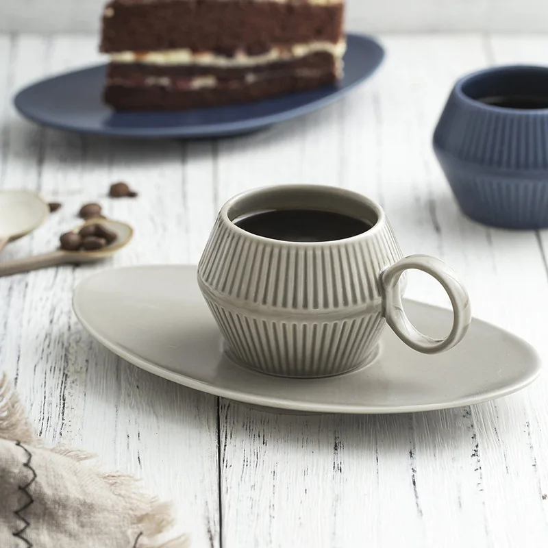 120ML Stylish Design Matte Italian Expresso Lungo Coffee Cup and Saucer