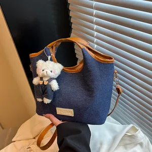 Retro Denim Tote Bag Women New Style Armpit Bag Single Shoulder Crossbody Bag