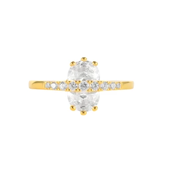 INS 925 sterling silver jewelry geometric big white diamond zircon gold plated rings for women