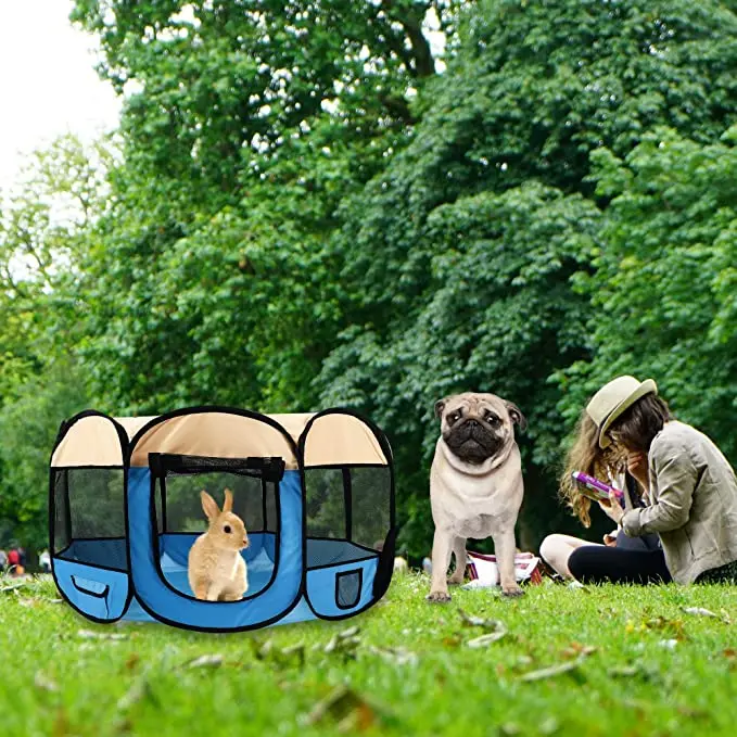 Air Playpen For Dog Cat Rabbit Indoor Outdoor Pet Playpens With Pocket