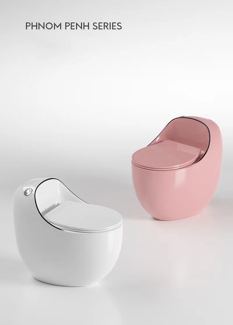 Egg - shaped Chinese manufacturers direct marketing ceramic sanitary ware toilet round colored siphon one - piece toilet details