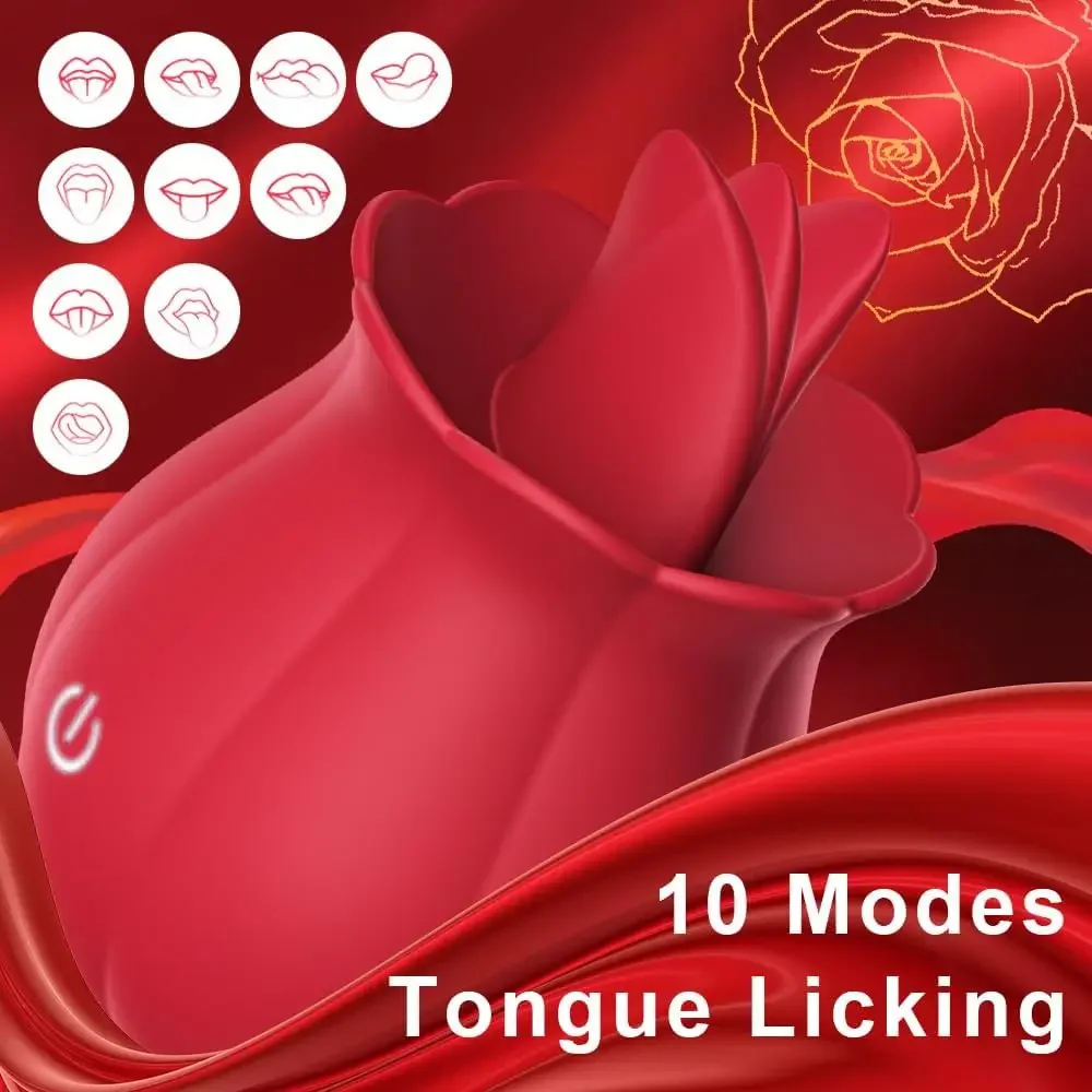 Rose Powerful Oral Nipple Clitoris Stimulator Massager Adult Sex Toys for  Women Swing Tongue Licking Vibrator