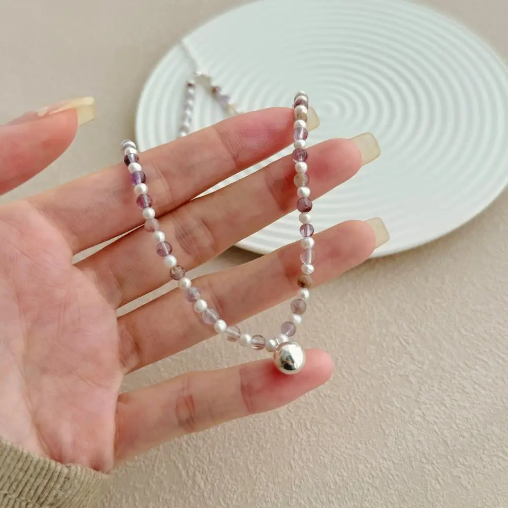 KAKODIY fashion natural purple stone beaded necklace 925 sterling silver adjustable necklace jewelry detail 4