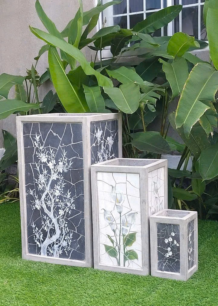 New Design Bulk Mosaic Handcraft Flowerpot Cement Flower Pot Custom Flower Pots & Planters Large Pot for Outdoors