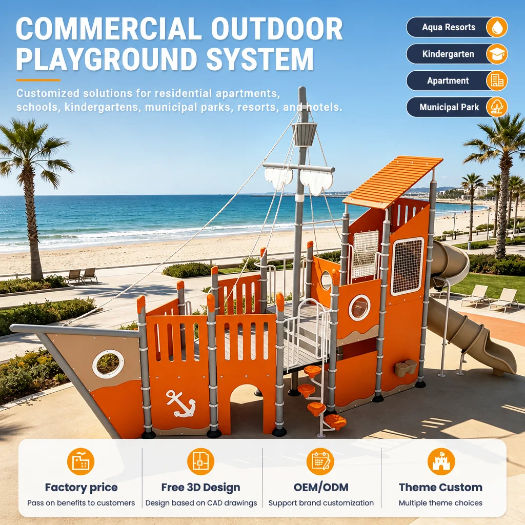 Commercial Outdoor Playground Equipment Kids Climbing Frame Slide Swing Set Galvanized Steel CE CPC ASTM Certified OEM Wholesale
