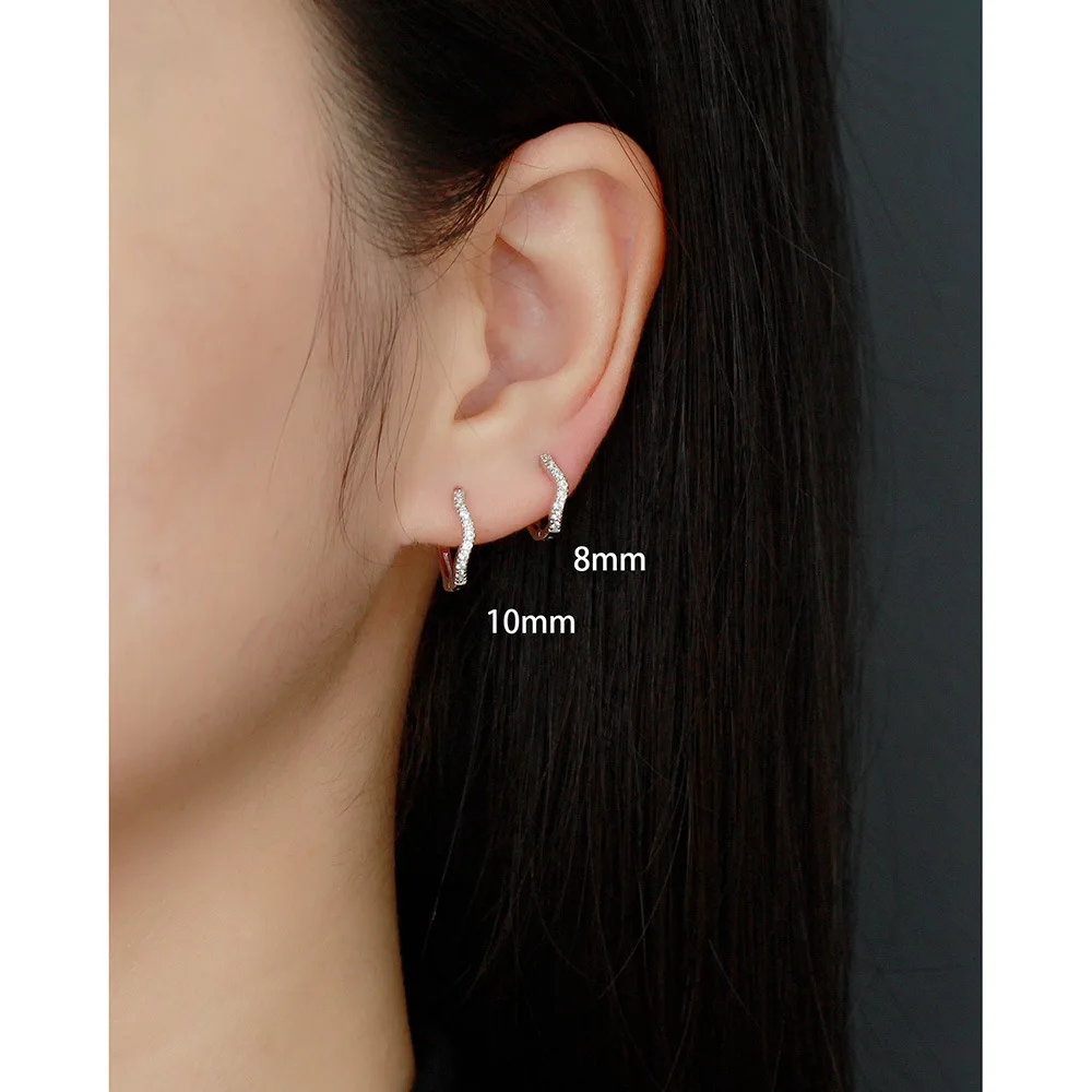 New 6mm 8mm 10mm Multi Sizes Cubic Zircon Hoop Earrings Jewelry S925 ...