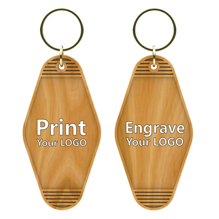 Custom Hotel Wooden Keychains Room Number Key Chain Laser Engrave Logo